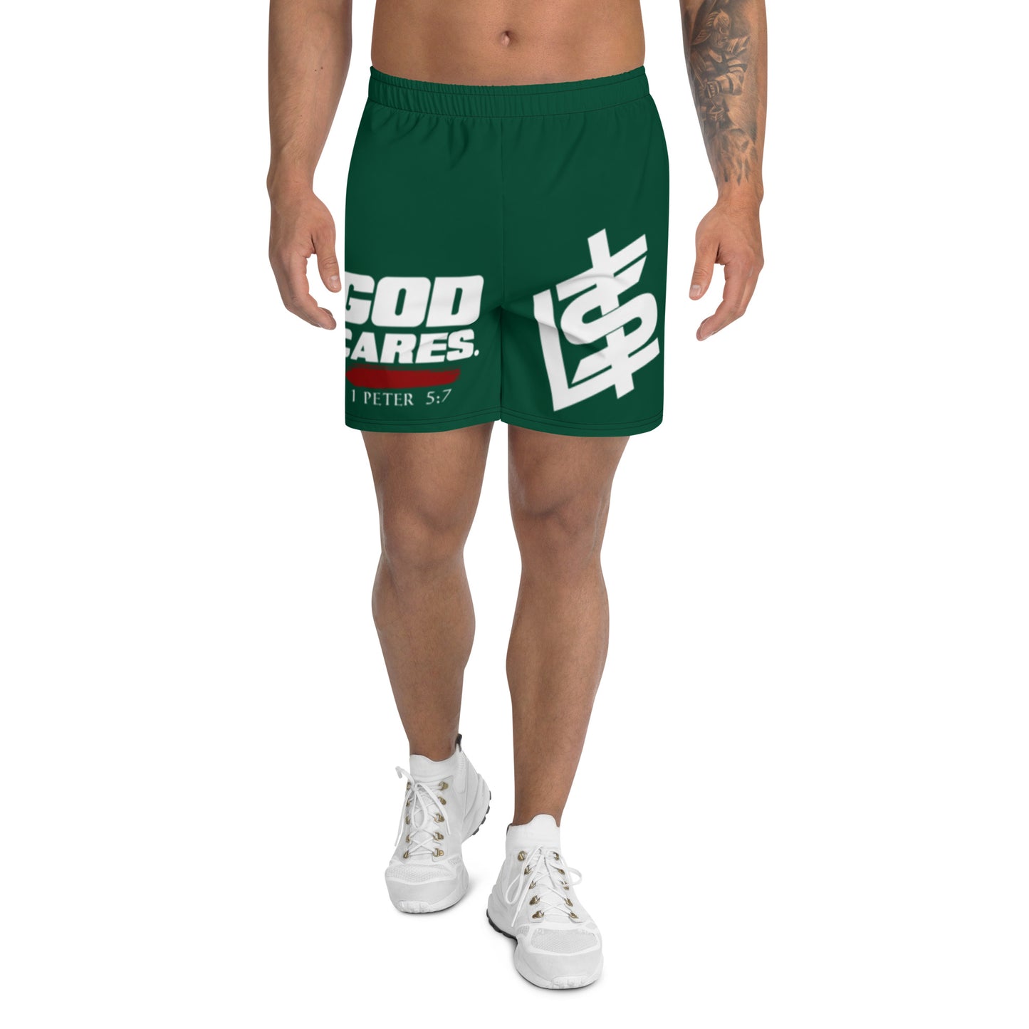 Men's LTS God Cares Shorts (Green)