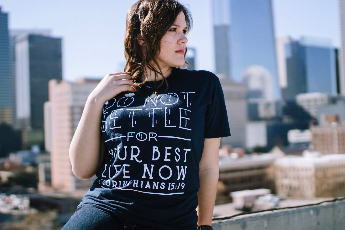 Do Not Settle Unisex Tee (Navy Blue and Military Green)