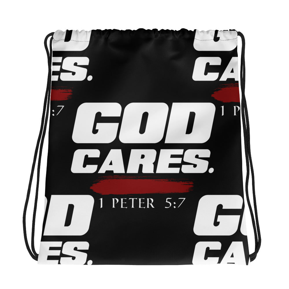 The God Cares Drawstring Bag (Black)