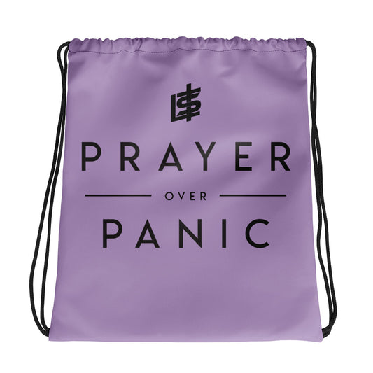 The Prayer Over Panic Drawstring Bag