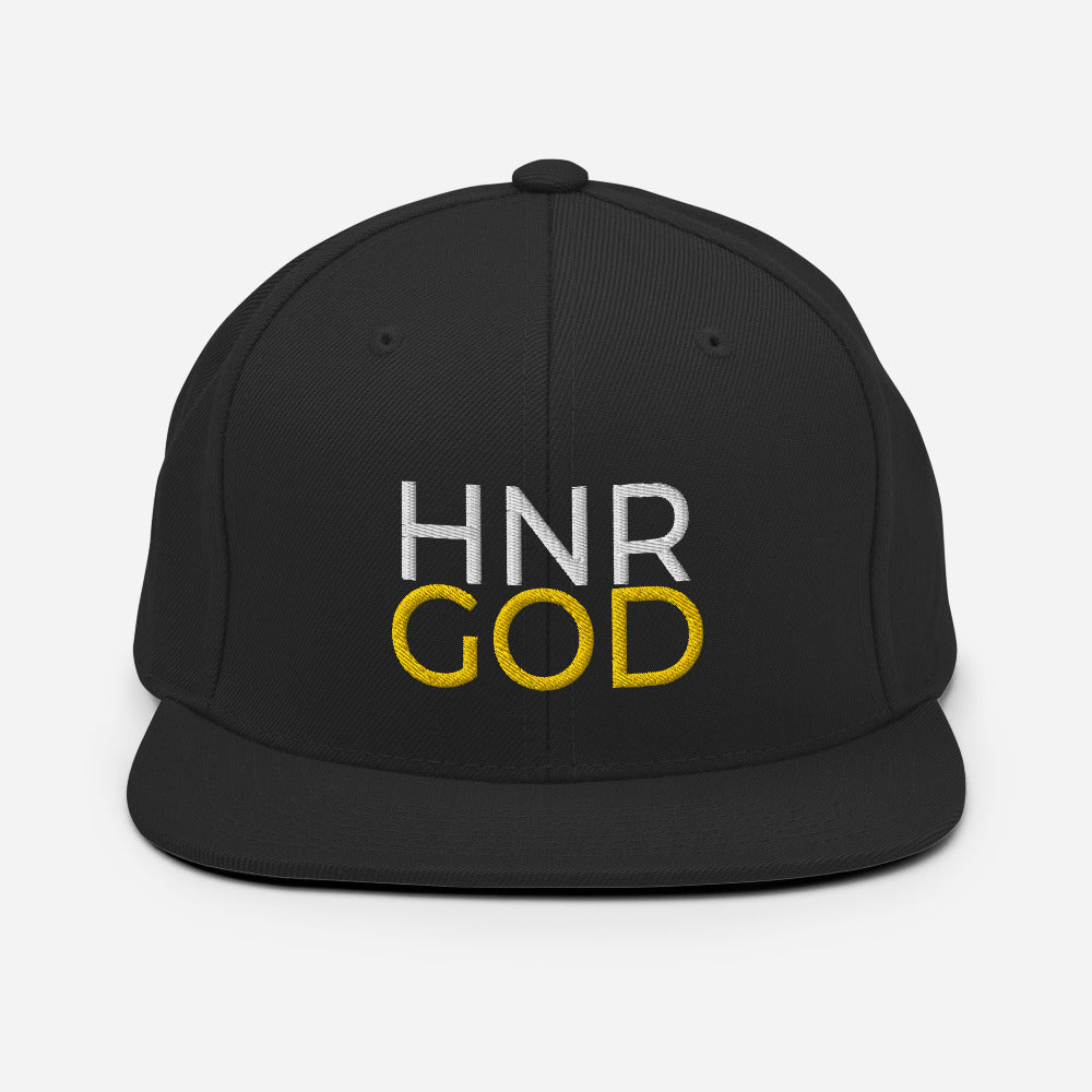 Honor God Snapback (White and Yellow font)