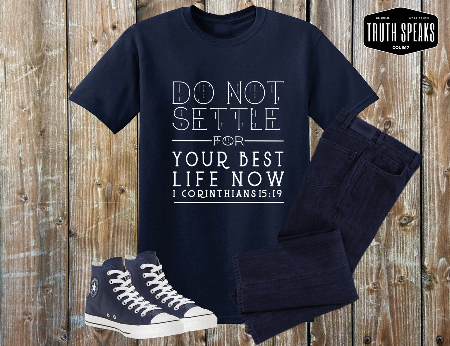 Do Not Settle Unisex Tee (Navy Blue and Military Green)