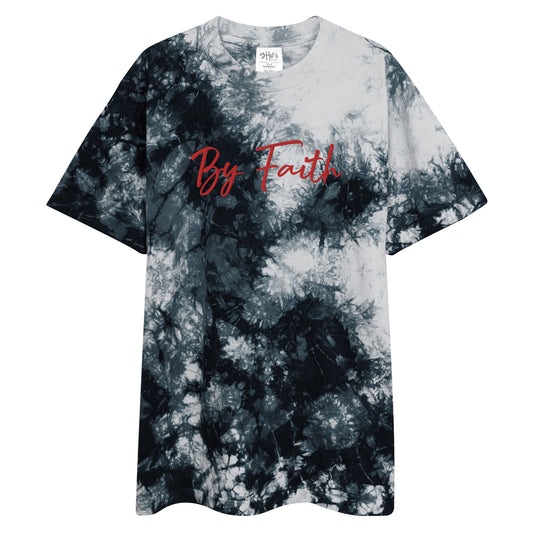 By Faith Embroidery Tie-Dye Tee