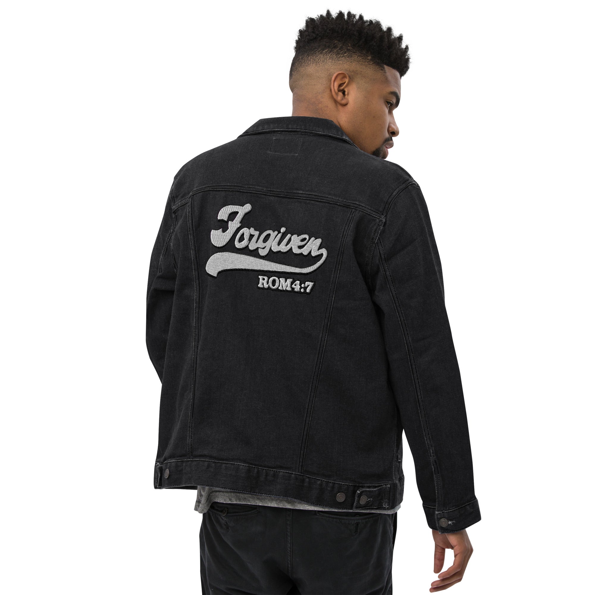 The Forgiven Front and Back Unisex Black Jean Jacket